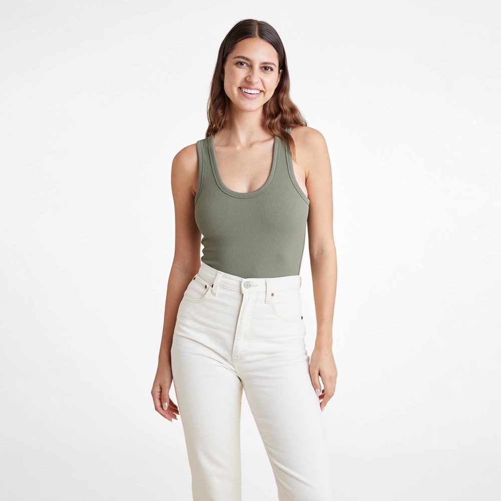 Nuuds Olive Green scoop neck ribbed bodysuit L